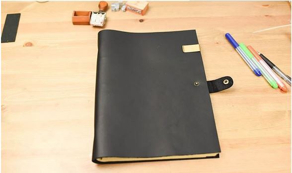 Genuine Black Leather Business Journal - Vintage Style (A4 Size) - Capital Elements 2 Wellness and Fitness