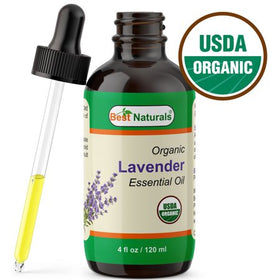 Best Naturals Certified Organic Lavender Essential Oil with Glass Dropper 4 FL OZ (120 ml)