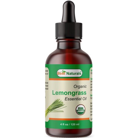 Best Naturals Certified Organic Lemongrass Essential Oil with Glass Dropper 4 FL OZ (120 ml)